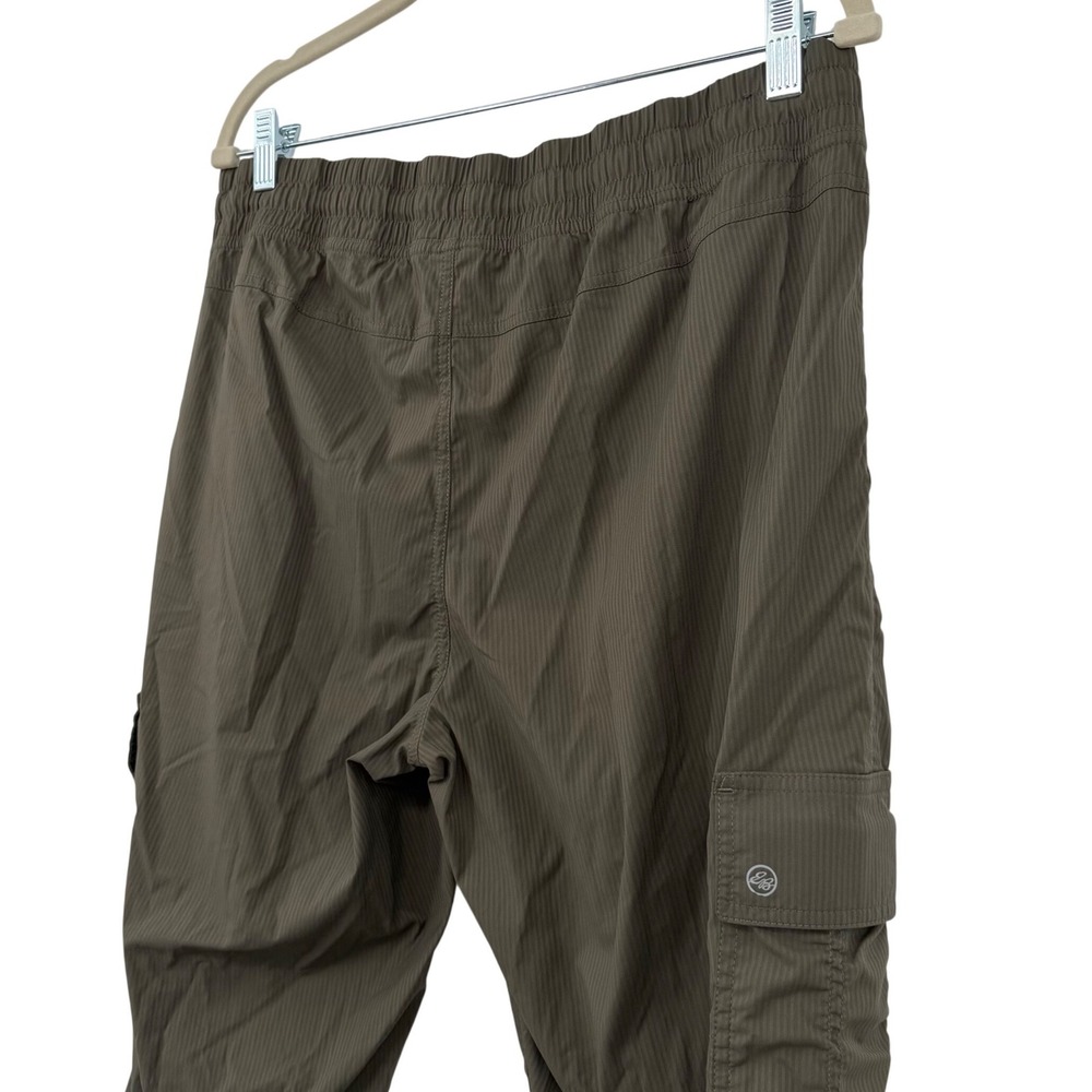 Eddie Bauer Cargo Joggers Womens Large Olive Green Pinstripe Lightweight Hiking - Picture 8 of 9